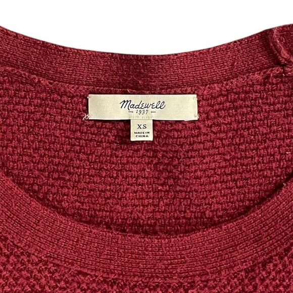 Madewell Burgundy Crewneck sweater, XS. Thermal waffle knit Cross front red warm - Picture 11 of 12